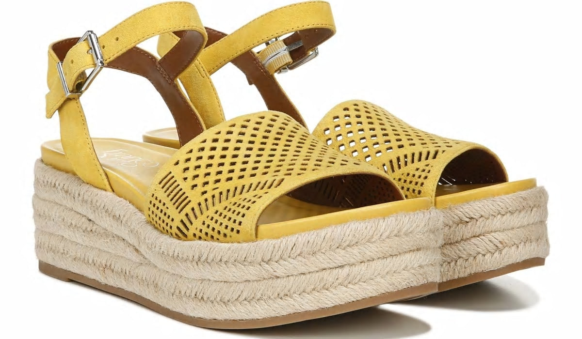 Franco Sarto Franco Tennia Espadrille Platform Sandal Yellow Suede