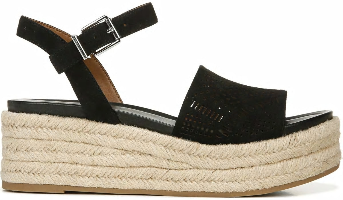 Franco Sarto Franco Tennia Espadrille Platform Sandal Black Suede