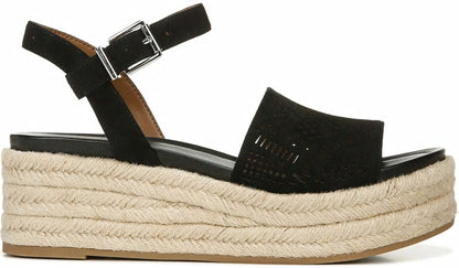 Franco Sarto Franco Tennia Espadrille Platform Sandal Black Suede