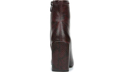 Franco Sarto Franco Harmond Block Heel Bootie Bordeaux Faux Snake Leather