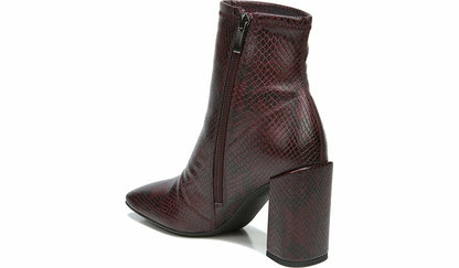 Franco Sarto Franco Harmond Block Heel Bootie Bordeaux Faux Snake Leather