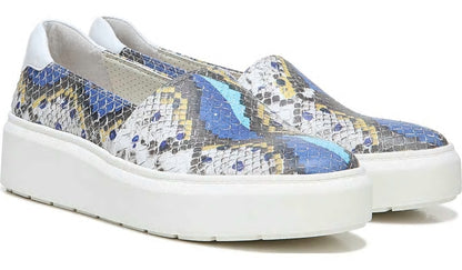 Franco Sarto Franco Lodi 2 Platform Slip On Sneaker Blue Multi Snake Faux Leather