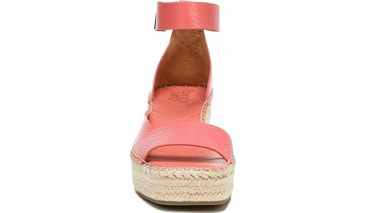 Franco Sarto Franco Camera Espadrille Wedge Sandal Coral Snake Print Faux Leather