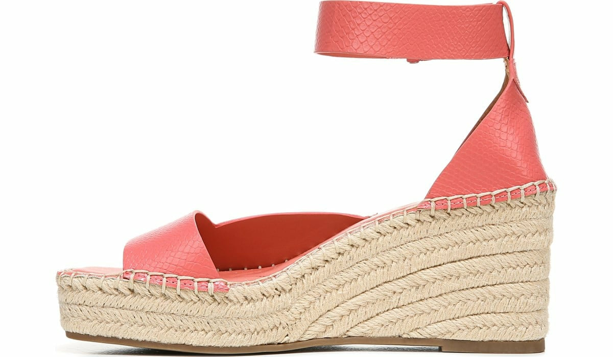 Franco Sarto Franco Camera Espadrille Wedge Sandal Coral Snake Print Faux Leather