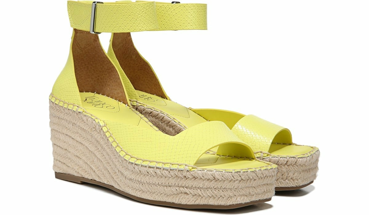 Franco Sarto Franco Camera Espadrille Wedge Sandal Limeade Snake Faux Leather