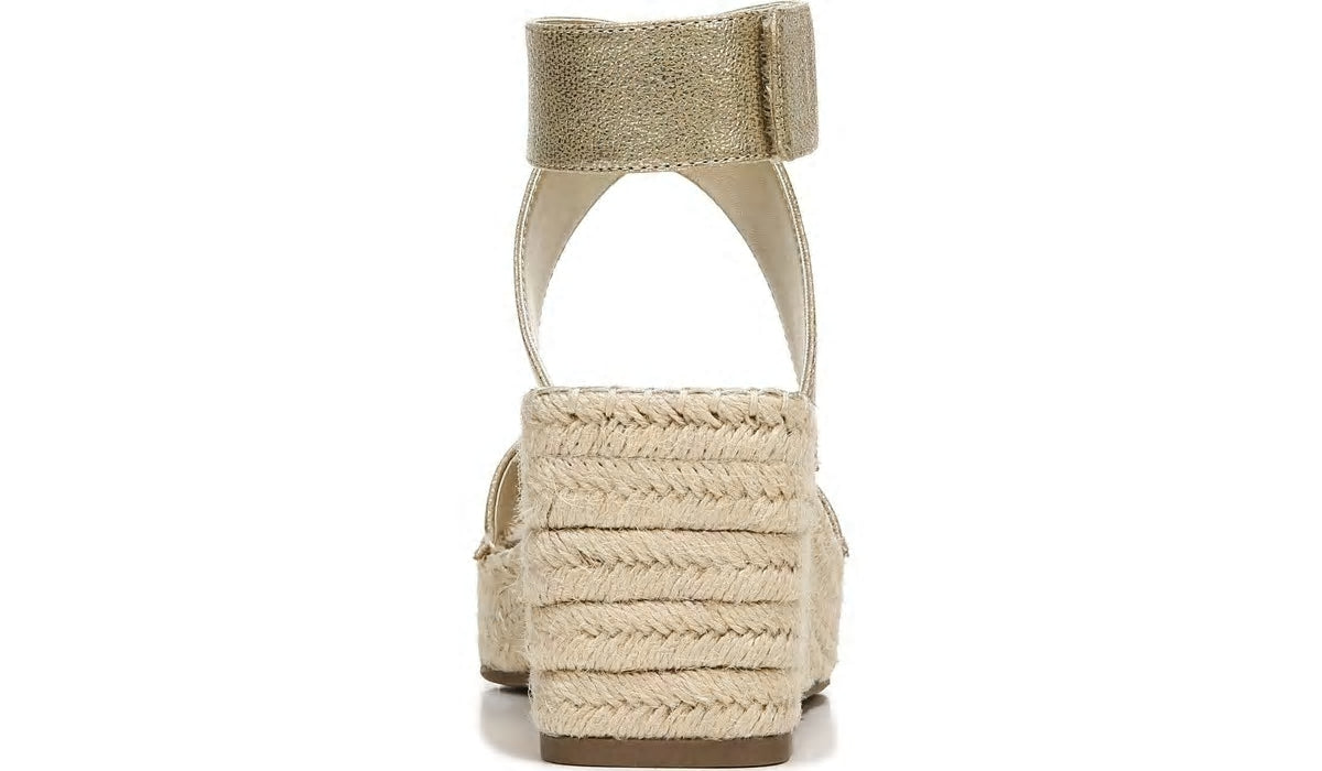 Franco Sarto Franco Carezza Espadrille Wedge Sandal Gold Faux Leather