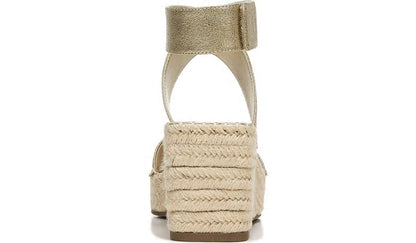 Franco Sarto Franco Carezza Espadrille Wedge Sandal Gold Faux Leather