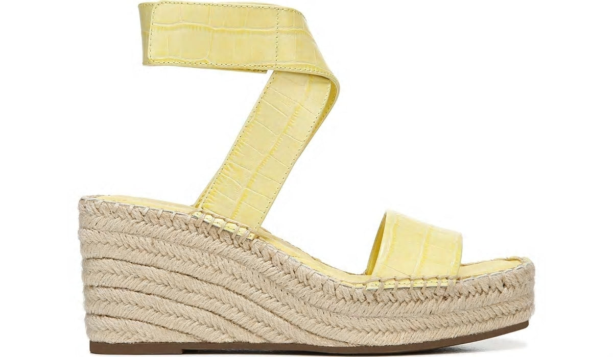 Franco Sarto Franco Carezza Espadrille Wedge Sandal Light Yellow Leather