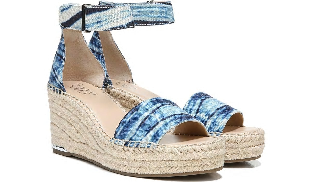 Franco Sarto Franco Clemens Espadrille Wedge Sandal Blue Canvas
