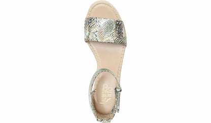 Franco Sarto Franco Clemens Espadrille Wedge Sandal Green Snake Print Faux Leather