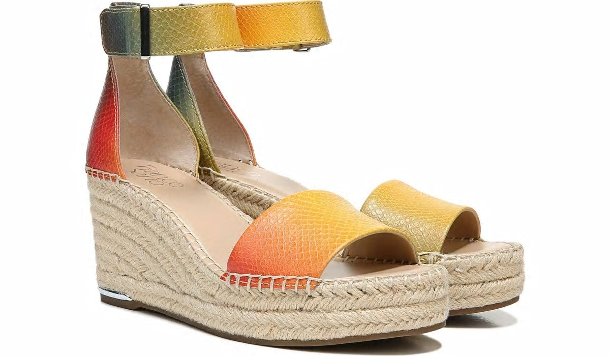 Franco Sarto Franco Clemens Espadrille Wedge Sandal Multi Snake Print Faux Leather