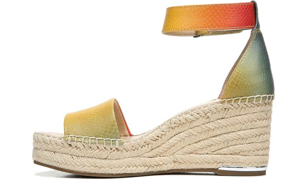 Franco Sarto Franco Clemens Espadrille Wedge Sandal Multi Snake Print Faux Leather