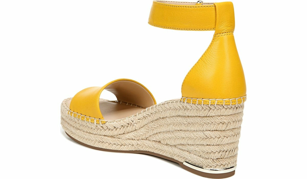 Franco Sarto Franco Clemens Espadrille Wedge Sandal Summer Yellow Leather