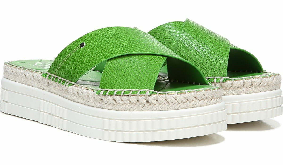Franco Sarto Franco Barb Platform Slide Sandal Green Apple Faux Leather