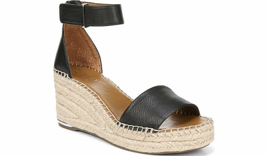 Franco Sarto Franco Clemens Espadrille Wedge Sandal Black Leather
