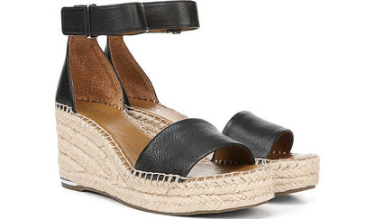 Franco Sarto Franco Clemens Espadrille Wedge Sandal Black Leather