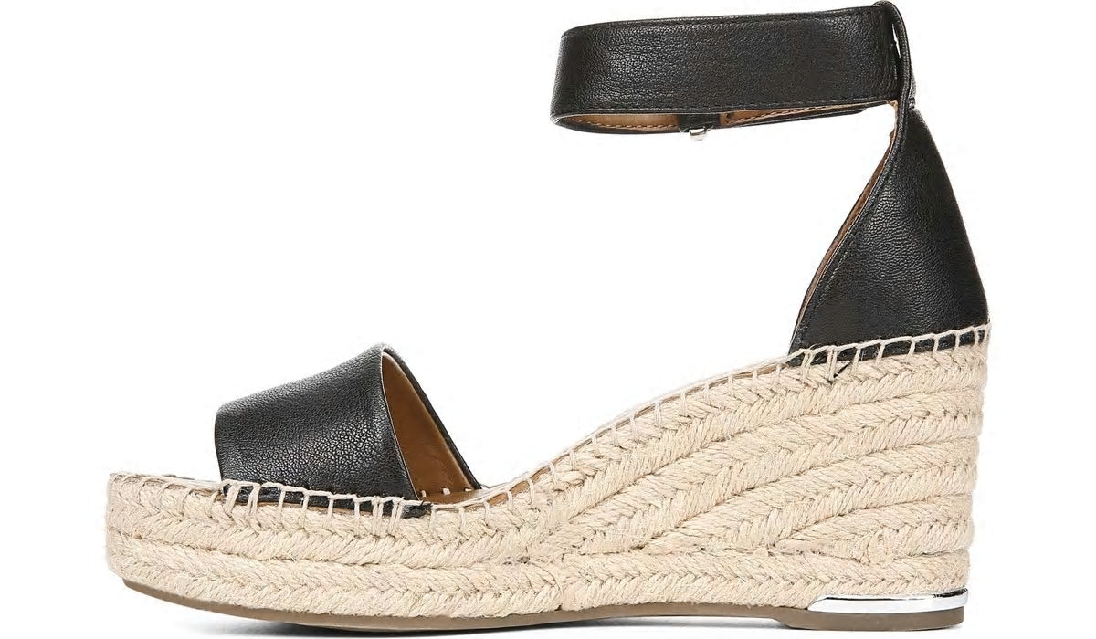 Franco Sarto Franco Clemens Espadrille Wedge Sandal Black Leather