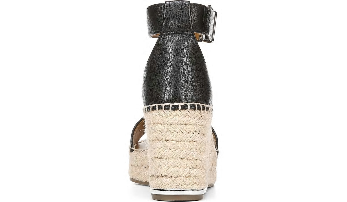 Franco Sarto Franco Clemens Espadrille Wedge Sandal Black Leather