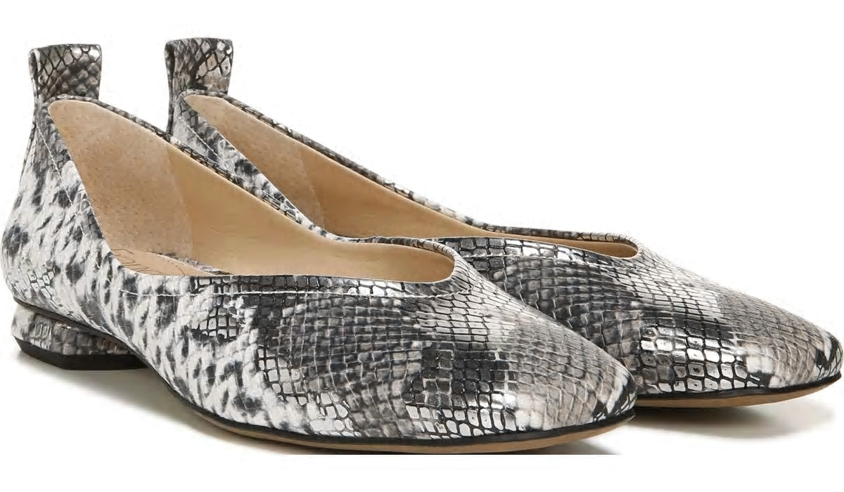 Franco Sarto Franco Ailee Flat Silver Snake Metallic