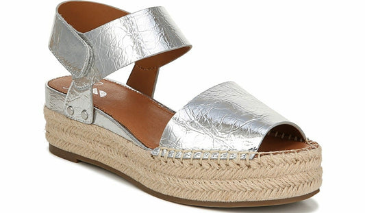 Franco Sarto Sarto Oak Espadrille Sandal Silver Leather