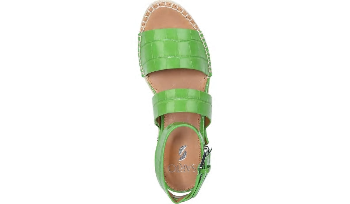 Franco Sarto Sarto Calvin Wedge Sandal Green Crocco Leather