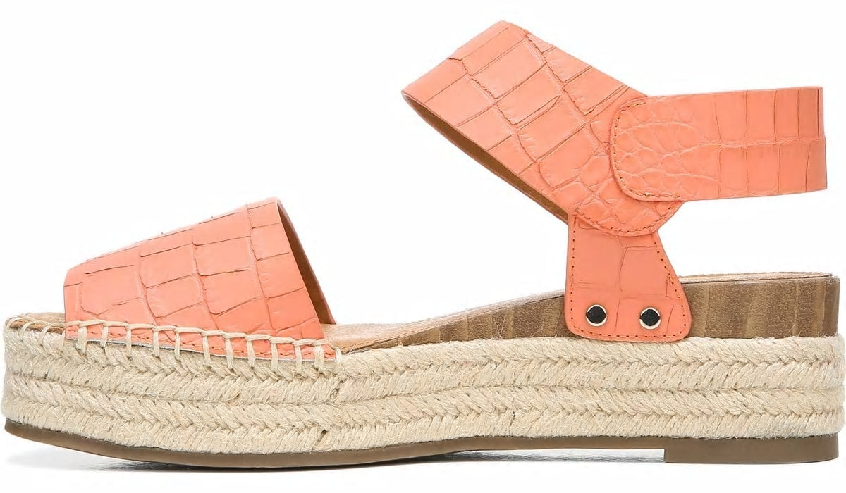 Franco Sarto Sarto Oak Espadrille Sandal Coral Crocco Leather