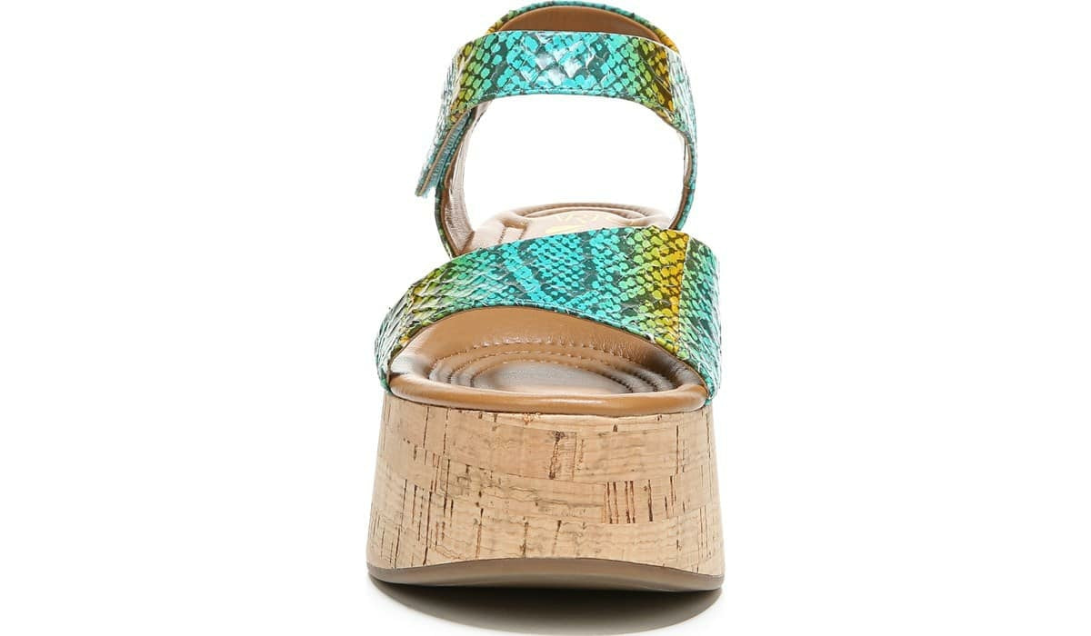 Franco Sarto Sarto Demi 3 Platform Wedge Sandal Aqua Multi Leather